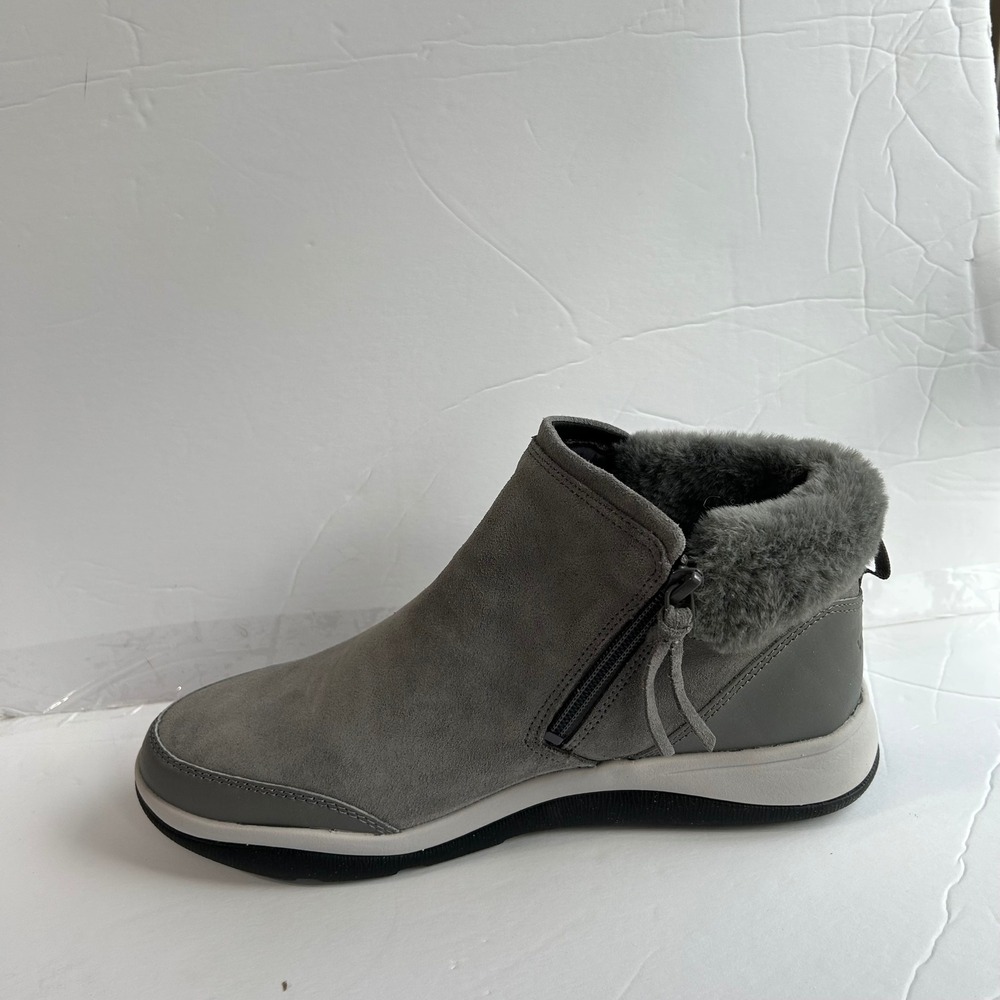 Vionic Grey Suede Faux Fur Ankle Boots Size 9 Orthopedic Zip Booties NIB - Picture 4 of 9